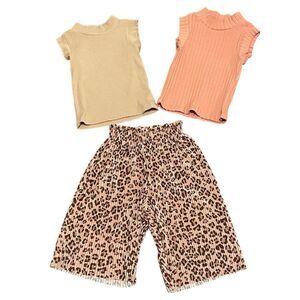 Dot Dot Smile Limited Edition Leopard Print Pants and 2 Sleeveless Tops 2T